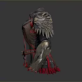 Decorative Armor With Leather Metal Material Red Black Design Spiked Shoulder Pads Diamond Shaped Patterns