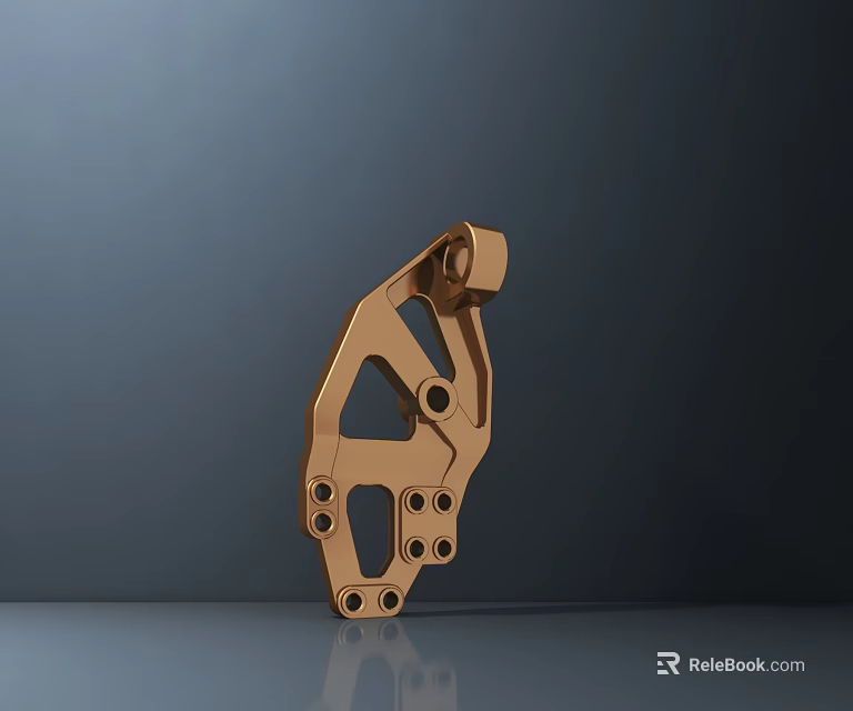 Public Facility Structural Metal Part With Golden Finish And Multiple Holes 3d model 