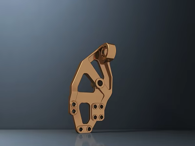 Public Facility Structural Metal Part With Golden Finish And Multiple Holes 3d model