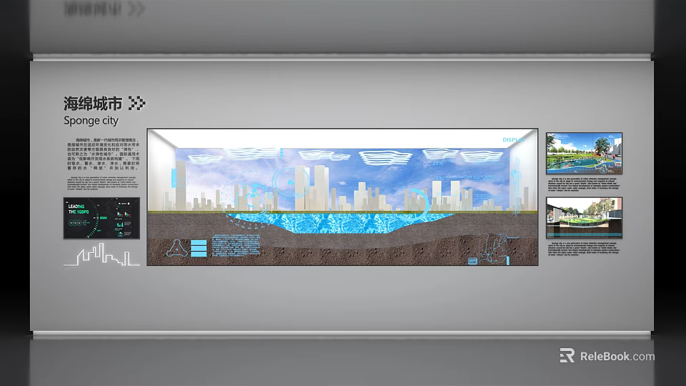 Urban City Planning Background Wall With 3D Model And Modern Architecture 3d model 