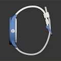 Casual Style Watch With White Strap Blue Case And White Dial Numerical Markers