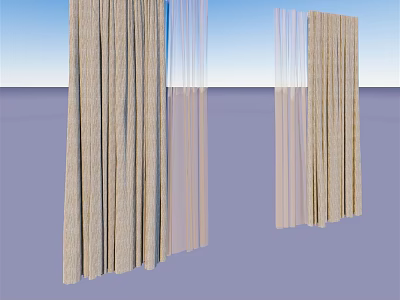 Modern Wooden Texture Curtains With Sheer Panels For Home Window Treatment 3d model