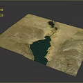 Diverse Terrain Showcasing Large Water Body Arid Regions and Lush Green Vegetation
