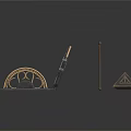 Modern Sculpture Carving Art With Metal Geometric Shapes And Decorative Details