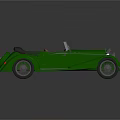 Green Vintage Convertible Car With Black Soft Top And Brown Interior
