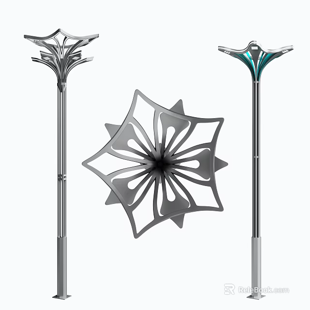 Modern Outdoor Lights With Unique Star Shaped Metal Decorative Structures 3d model 