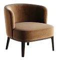 Beige Single Sofa With Curved Armrest Dark Wooden Legs Modern Minimalist Style