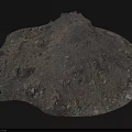 Natural Dirt Mound Surface With Scattered Stones And Small Green Plants On Gray Background