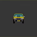 Yellow Classic Sedan With Blue Windows And Black Trim On Reflective Surface