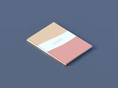 Pastel Pink And Beige Notebook With Spiral Bound And Simple Cover Design 3d model
