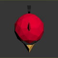 Red Angry Bird in Low Poly Style with Angry Expression on Black Reflective Surface