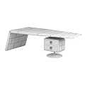 Modern Silver Desk with Stylish Tabletop and Single Drawer Cabinet Design