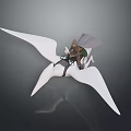 Fantasy Rider With Cloak Riding On White Bird 3D Model Design