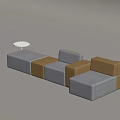 Modern Modular Sofa and Coffee Table Set With Gray Beige Cushions and Round White Top