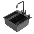 Stainless Steel Double Bowl Kitchen Sink With Folding Drying Rack And Faucet