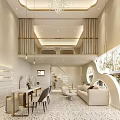 Modern Beauty Hair Salon Interior With Elegant Sofa Gold Accents And Round Window