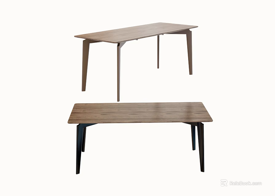 Modern Wooden Dining Tables With Light And Dark Finishes And Slim Legs Design 3d model 