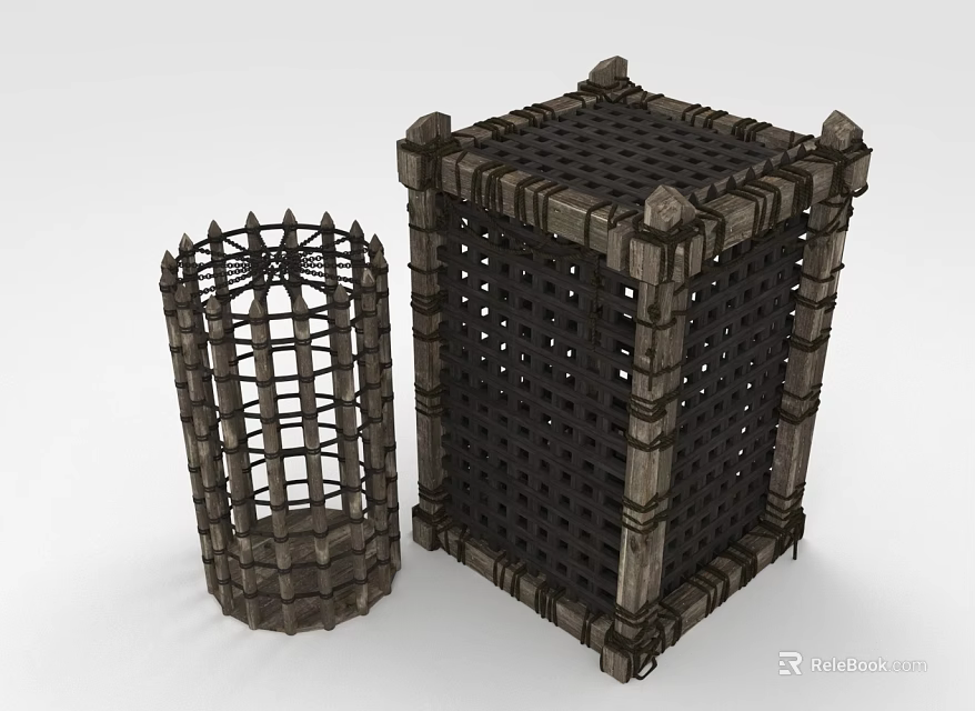 Ornate Wooden Lattice Structures With Frame Design And Two Different Sizes 3d model
