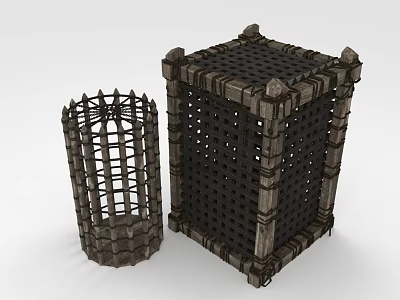 Ornate Wooden Lattice Structures With Frame Design And Two Different Sizes 3d model