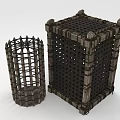 Ornate Wooden Lattice Structures With Frame Design And Two Different Sizes 3d model