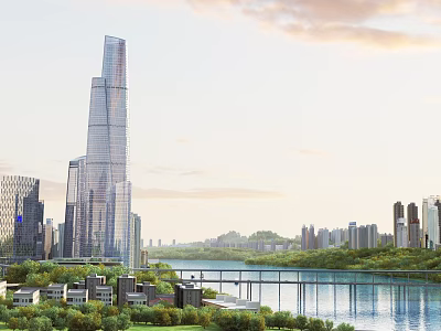 Modern Open Kitchen Interior Design With Island Counter And Wooden Cabinets 3d model