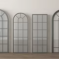 French casement window retro window curved window 3d model