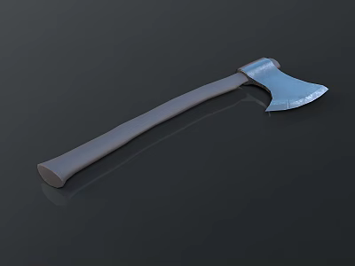 Blue Axe Weapon With Gray Handle Sharp Blade On Dark Background 3d model