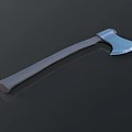 Blue Axe Weapon With Gray Handle Sharp Blade On Dark Background