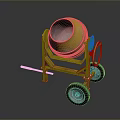 Yellow Concrete Mixer With Metal Drum Stand And Black Wheels For Construction