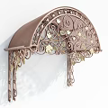 Ornate Decorative Metal Awning With Intricate Scrollwork And Grapevine Leaf Patterns 3d model