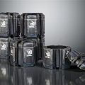Black Stackable Modular Storage Units With Logo And Open Compartment Design