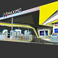 MAXIMO Exhibition Booth With Modern Yellow Black Design And Display Counters
