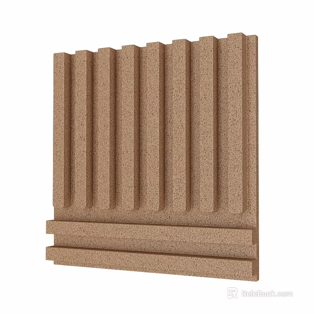 Brown Vertical Striped Wall Panel With Textured Surface Design 3d model