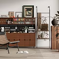 Vintage Sideboard Middle Ancient Sideboard Decorative Cabinet End View Cabinet Locker Storage Rack Potted Plant Leisure Chair Floor Lamp 3d model