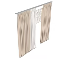 Beige Curtains With White Sheer Panels For Indoor Window Decoration