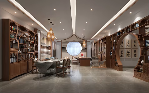 New Chinese Office Chairman's Office 3d model