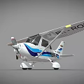 Small Passenger Plane Featuring Blue And White Stripes Single Propeller And B-HRON Registration