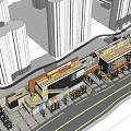 Modern Commercial Street With Modern Buildings Street Shops And Pedestrian Walkway