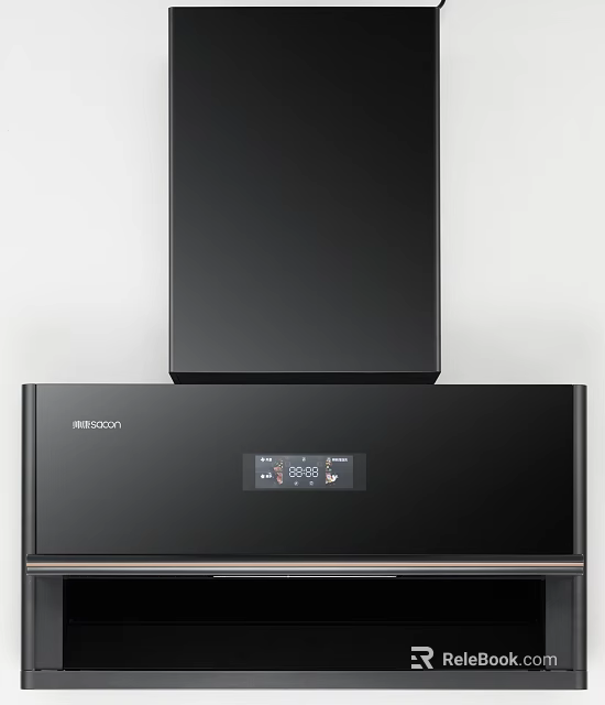 Robam Modern Kitchen Range Hood With Black Finish And Digital 3d model 