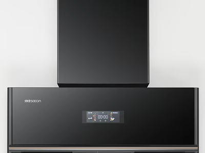 Robam Modern Kitchen Range Hood With Black Finish And Digital 3d model
