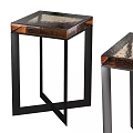 Modern Side Tables With Black Metal Frames And Copper Textured Tops 3d model