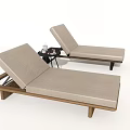 Modern Fabric Lounge Chairs With Wooden Frame And Side Table