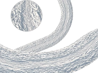 White Textured Components Featuring Circular Spiral Structure And Wave Stripe Pattern On White Background 3d model