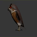 Mythical Owl Character With Spread Wings Red Eyes And Feather Details