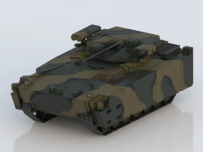 Modern Military Camouflage Tank With Tracked Design And Turret Equipment 3d model