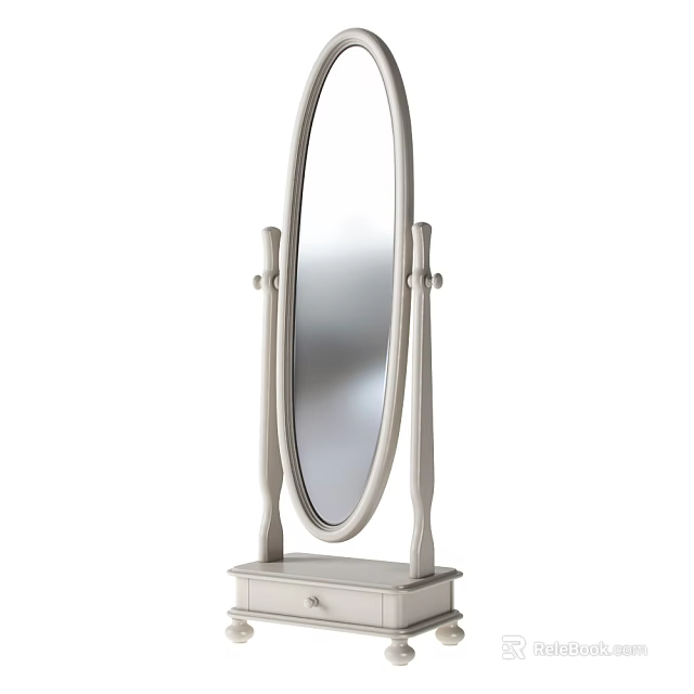 Oval Standing Full Length Floor Mirror With Sturdy Stand And Base Design 3d model