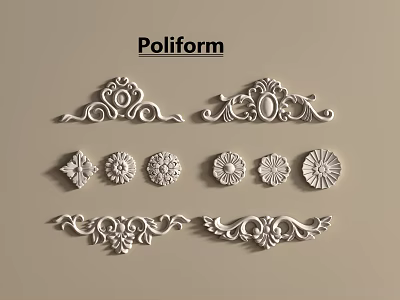 Poliform Decorative Carved Designs Featuring Floral And Curved Ornamental Patterns 3d model