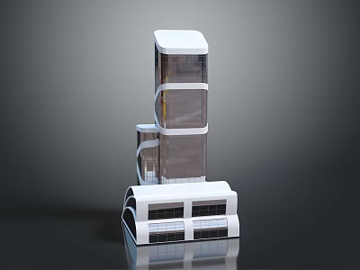 Modern Architectural Room Divider Screen With Layered Structure And Glass Panel Design 3d model