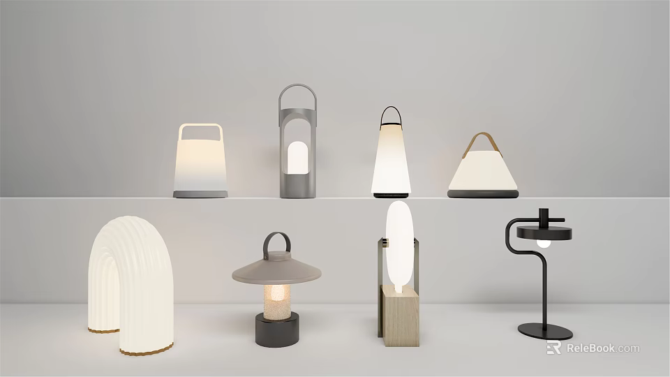 Modern Table Lamps With Various Stylish Designs And Different Shapes 3d model
