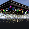 Colorful Hanging Lanterns With Golden Accents For Garden Canopy Decor